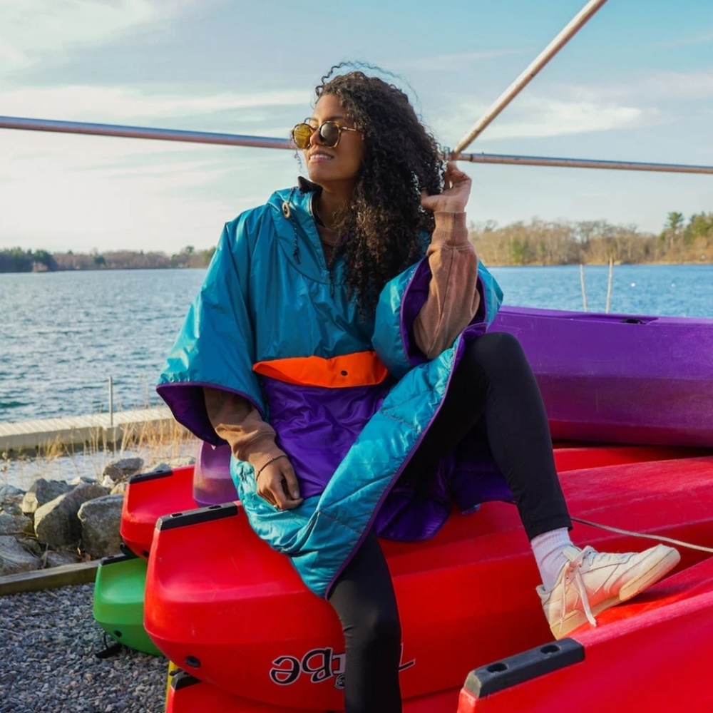 Free People Teal and Purple Cape Jacket